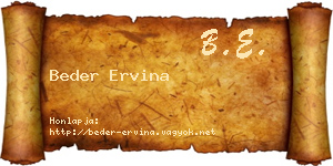 Beder Ervina névjegykártya